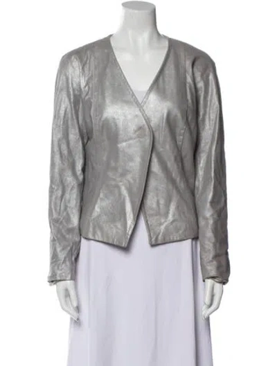 Pre-owned Donna Karan Suede Jacket In Gray