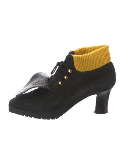 Pre-owned Donna Karan Suede Lace-up Boots In Black