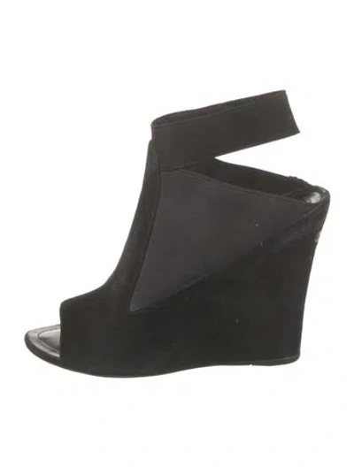 Pre-owned Donna Karan Suede Mules In Black