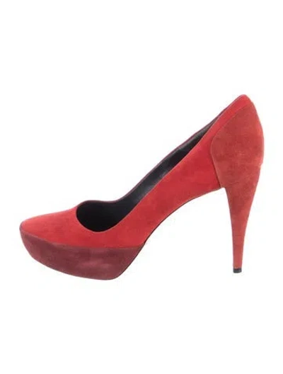 Pre-owned Donna Karan Suede Pumps In Red