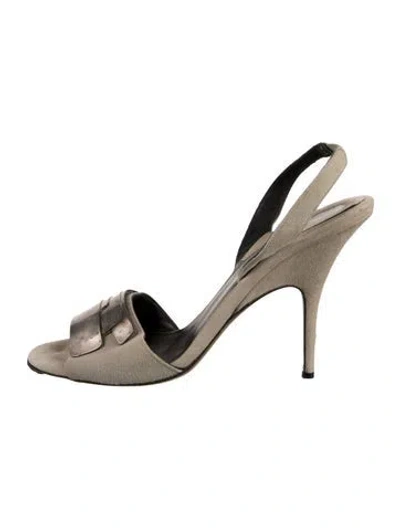Pre-owned Donna Karan Suede Slingback Pumps In Gold