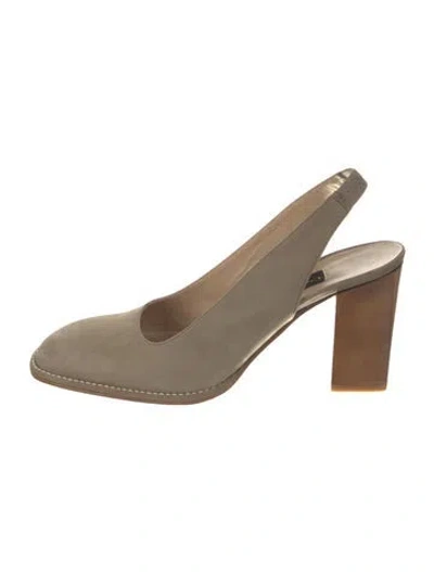 Pre-owned Donna Karan Suede Slingback Pumps In Neutral