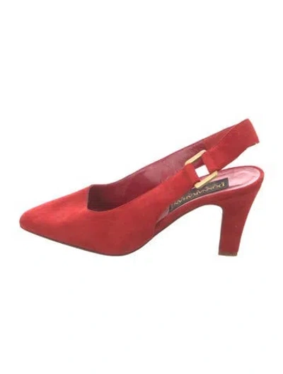 Pre-owned Donna Karan Suede Slingback Pumps In Red