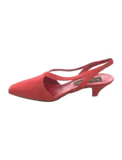 Pre-owned Donna Karan Suede Slingback Pumps In Red