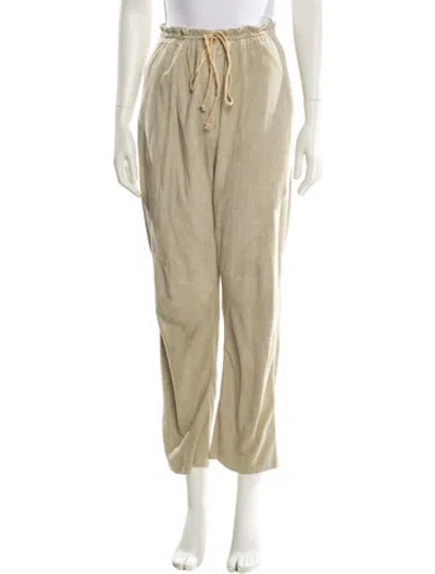 Pre-owned Donna Karan Suede Straight Leg Pants In Neutral