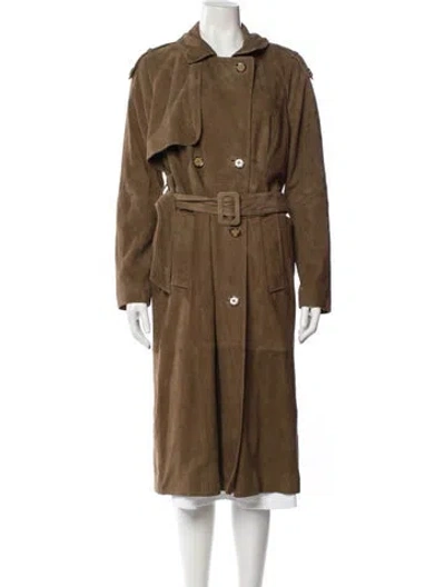 Pre-owned Donna Karan Suede Trench Coat In Brown