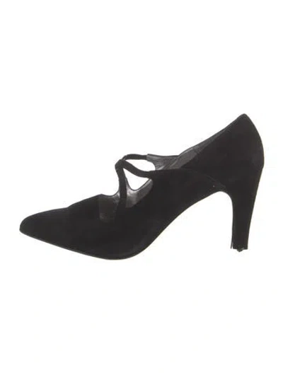 Pre-owned Donna Karan Suede T-strap Pumps In Black