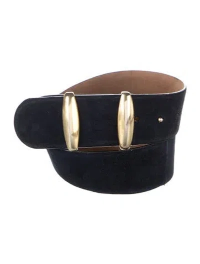 Pre-owned Donna Karan Suede Waist Belt In Black