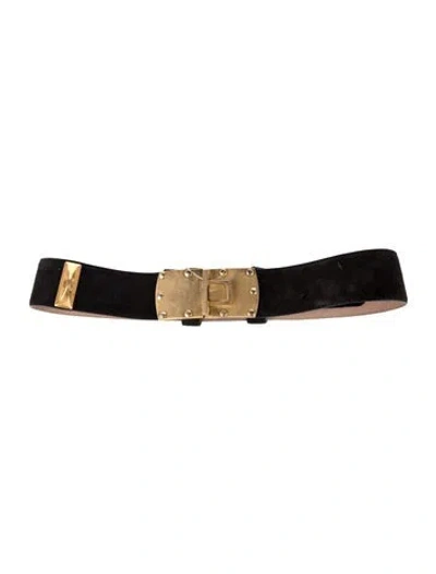 Pre-owned Donna Karan Suede Waist Belt In Black