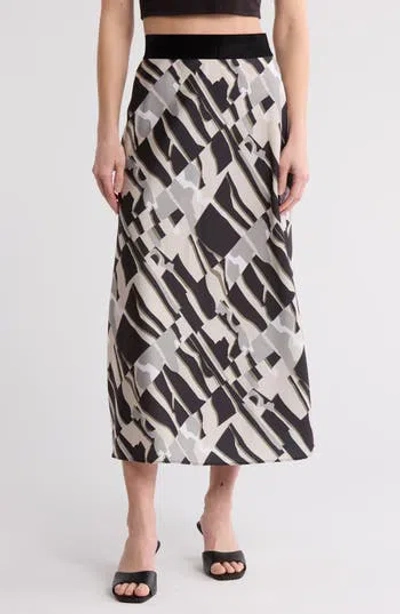 Donna Karan Supple Satin Pull-on Skirt In Skyline Jaquard