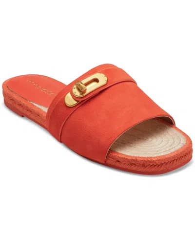 Donna Karan Taci Slip-on Turnbuckle Slide Sandals In Heat