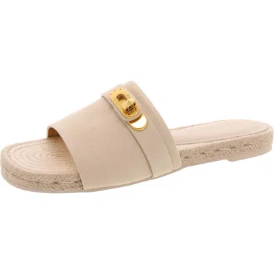 Donna Karan Taci Womens Embellished Suede Slide Sandals In Beige