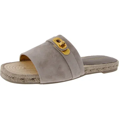 Donna Karan Taci Womens Embellished Suede Slide Sandals In Grey