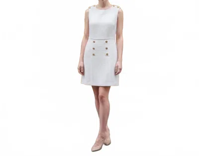 Donna Karan Textured Crewneck Midi Dress In White