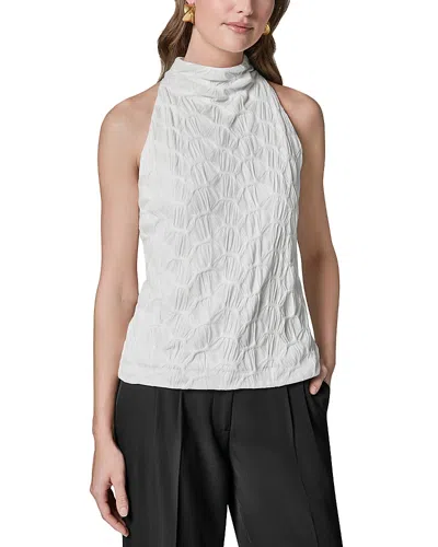 Donna Karan Textured Mock Neck Top In White