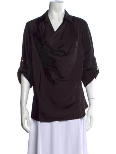 Pre-owned Donna Karan Three-quarter Sleeve Blouse W/ Tags In Black