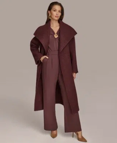 Donna Karan Tie Front Coat Hardware Detail Blouse Wide Leg Pants In Brandywine