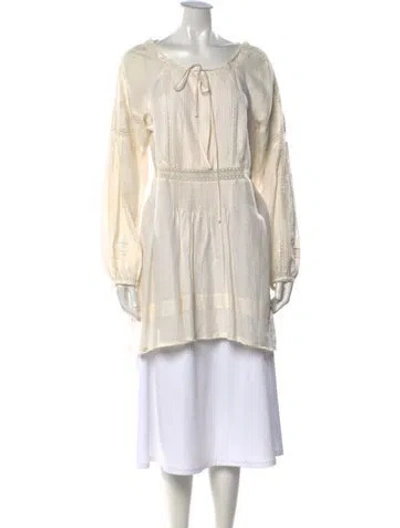 Pre-owned Donna Karan Tie Neck Long Sleeve Blouse In Neutrals