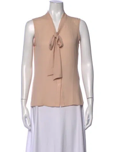 Pre-owned Donna Karan Tie Neck Sleeveless Blouse In Neutrals/pink