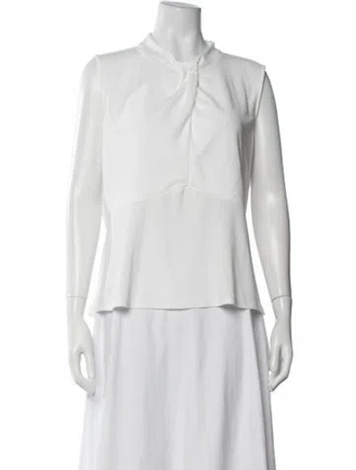 Pre-owned Donna Karan Tie Neck Sleeveless Top In White