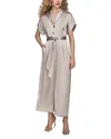 Donna Karan New York Tie Waist Satin Jumpsuit In Gray