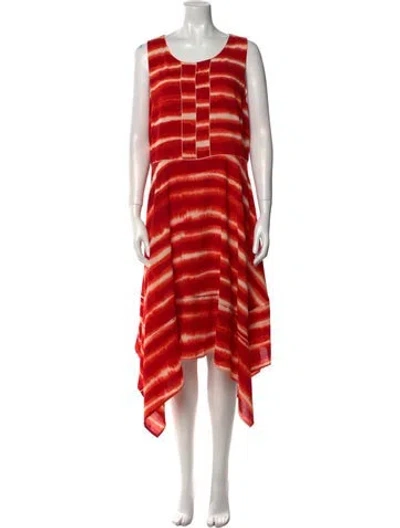 Pre-owned Donna Karan Tie-dye Print Long Dress In Red