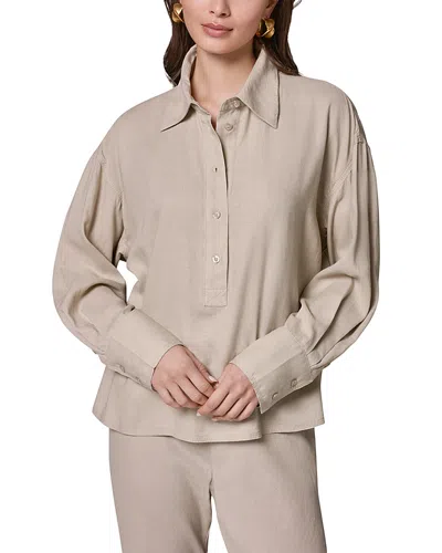 Donna Karan Triple Stitch Long Sleeve Blouse In Brown