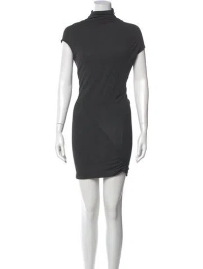 Pre-owned Donna Karan Turtleneck Knee-length Dress In Gray