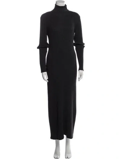 Pre-owned Donna Karan Turtleneck Long Dress In Black
