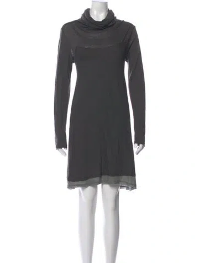 Pre-owned Donna Karan Turtleneck Long Dress In Gray