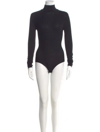Pre-owned Donna Karan Turtleneck Long Sleeve Bodysuit In Black