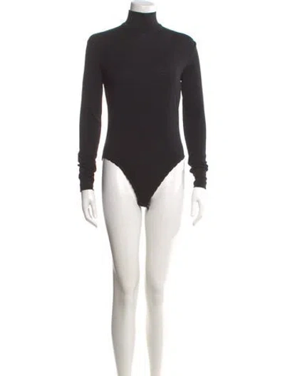Pre-owned Donna Karan Turtleneck Long Sleeve Bodysuit In Black