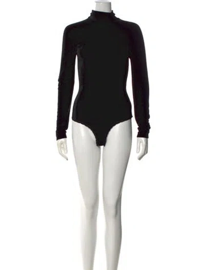 Pre-owned Donna Karan Turtleneck Long Sleeve Bodysuit In Black