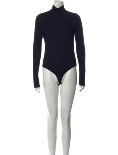 Pre-owned Donna Karan Turtleneck Long Sleeve Bodysuit In Black