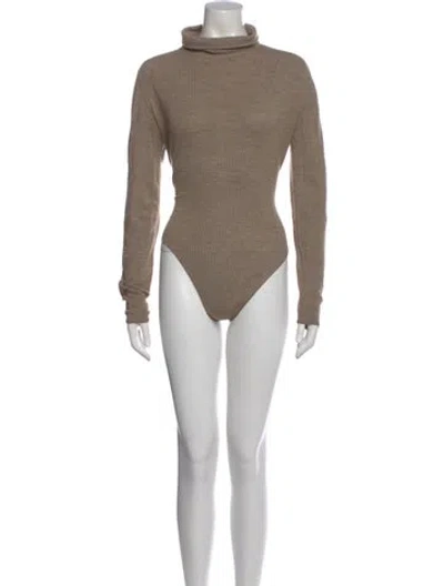 Pre-owned Donna Karan Turtleneck Long Sleeve Bodysuit In Neutral
