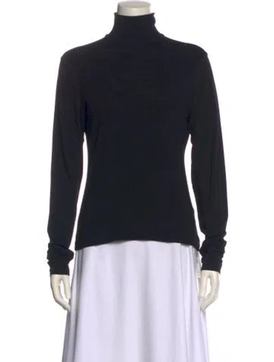 Pre-owned Donna Karan Turtleneck Long Sleeve Sweatshirt In Black