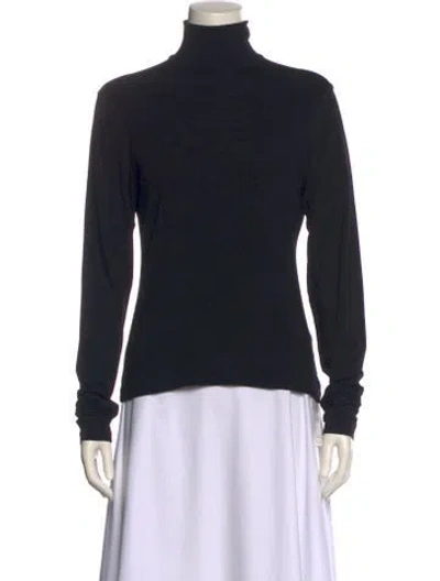 Pre-owned Donna Karan Turtleneck Long Sleeve Sweatshirt In Black