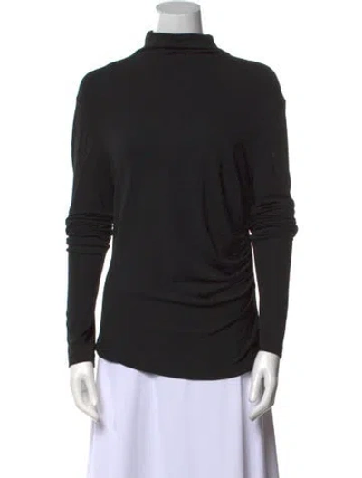 Pre-owned Donna Karan Turtleneck Long Sleeve Top In Black
