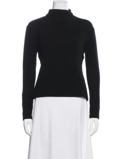 Pre-owned Donna Karan Turtleneck Long Sleeve Top In Black