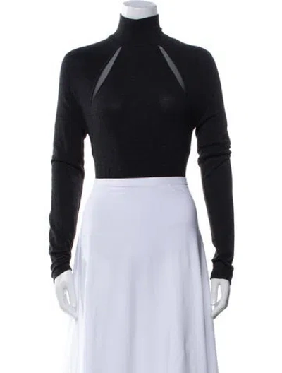 Pre-owned Donna Karan Turtleneck Long Sleeve Top In Black