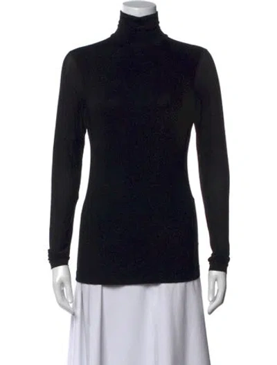 Pre-owned Donna Karan Turtleneck Long Sleeve Top In Black
