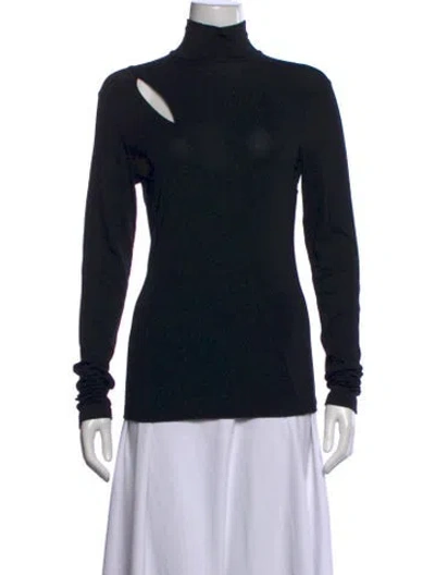 Pre-owned Donna Karan Turtleneck Long Sleeve Top In Black