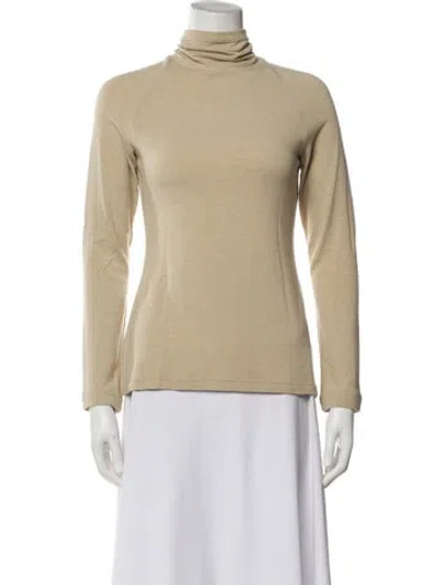 Pre-owned Donna Karan Turtleneck Long Sleeve Top In Neutral