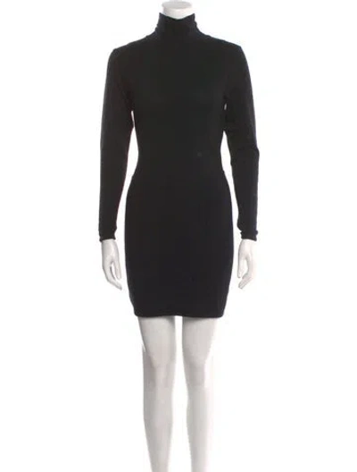 Pre-owned Donna Karan Turtleneck Mini Dress In Black