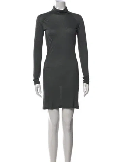 Pre-owned Donna Karan Turtleneck Mini Dress In Grey