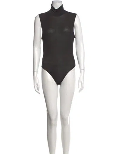 Pre-owned Donna Karan Turtleneck Sleeveless Bodysuit In Brown