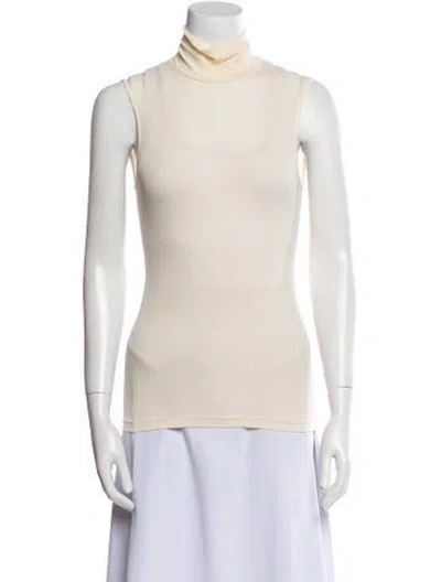 Pre-owned Donna Karan Turtleneck Sleeveless Top In Neutral