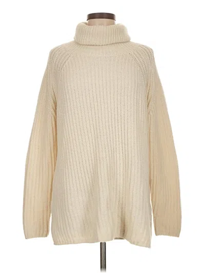 Pre-owned Donna Karan Turtleneck Sweater In White