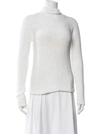 Pre-owned Donna Karan Turtleneck Sweater In White