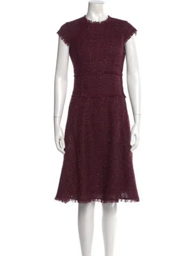 Pre-owned Donna Karan Tweed Knee-length Dress In Burgundy